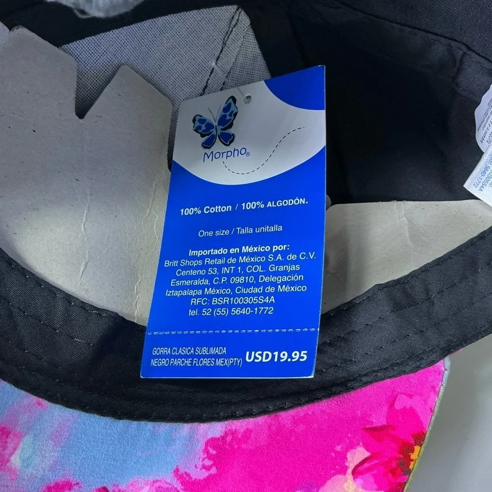 Mexico Baseball Hat Trucker Cap Tropical Island Theme Women Black Pink NWT OS